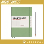 Leuchtturm 1917 Medium A5 Dotted Notebook Muted Colours Sage Powder Denim Bellini - Pastel Light Pin