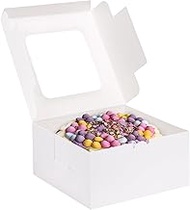 Moretoes 4 Pack Cake Boxes with Window, 10x10x5 inches White Bakery Boxes, 10 Inch White Cake Boxes,
