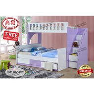 Double Decker / Children Bedroom Set / Queen Bed + Single Bed + Ladder / Katil Budak / Children Furniture