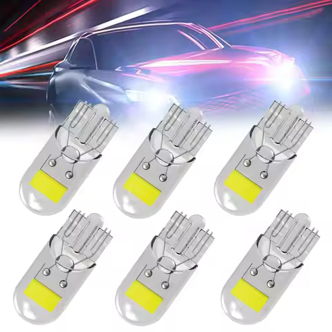6Pcs W5W T10 Led Bulbs Canbus COB Wedge Bulb 5500K Car Interior Dome Reading Lights Turn Signal Lamp