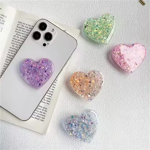 Drip Glue Glitter Love Phone Holder Ring Compatible with iPhone 14 13 Samsung Phone Accessories Glit