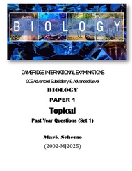 Cambridge A Level AS Biology Topical Past Paper 1 Set1+2 PDF 2002-MJ2025