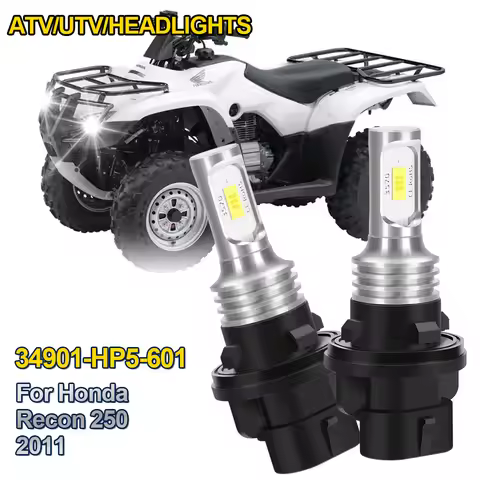 2x For Honda Recon 250 2011 HP5 CSP Chips LED Headlight 34901-HP5-601 fog Bulb Xenon 6000k White Bul
