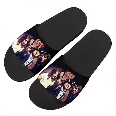 A-AC Slippers Home Water Shoes Men Women Cool Vintage Rock D-DC Teenager Bathroom Shoes Beach Pool S
