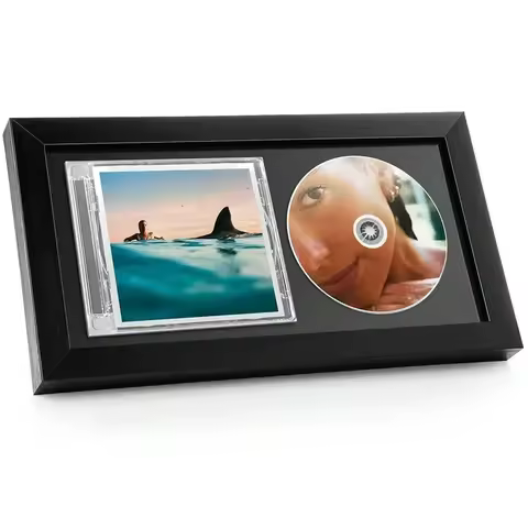 Pc 13.7 X 7.5 CD Frame Display Case With ShatterResistant Glass, Double Groove Record Album Frame, S