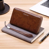 Men's Wallet Genuine Leather Wallet for Men Women RFID Business Card Holder Man Fashion Long Zipper Clutch Bag Purse SarahMi