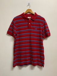 Timberland 酒紅色條紋Polo衫