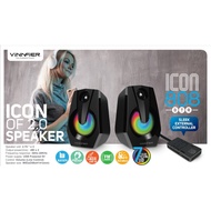 VINNFIER Icon 808BTR USB Powered Speaker with 7 Modes LED Lights Bluetooth FM Radio USB Card Slot Au