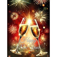 Happy New Year 2026 Backdrop Sparklers Fireworks Glasses Glitter Photography Background for New Year