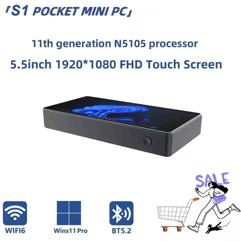 SZBOX S1 Pocket Mini PC Windows 11 Pro WiFi6 BT5.2 DDR4 M.2 2280 NVMe /SATA LAN Mini Table PC HD Typ