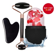 Ice Roller Facial Massage Set with Gua Sha Tool and Silicone Roller for Skin Care
