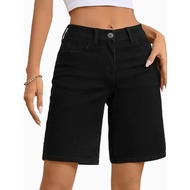 Women'S Stylish Black Elastic Denim Shorts Elasticity Jeans