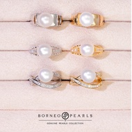 Borneo Pearls Modern Luxe Freshwater Pearl Open Ring for Women (Adjustable)