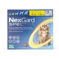 NexGard Spectra Flea, Tick and Heartworm Prevention for Small Dogs weighing 3.6-7.5 kg, 3 Chews Pack