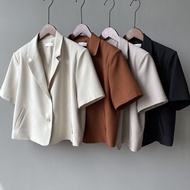 642 blazer for women korean style croptop plus size office formal fashion short sleeve cardigan plain