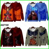 YB1 Anime Naruto Jacket Unisex Top Long Sleeve Zip-up Cosplay 3D Coat Kakashi Jiraiya Itachi Fashion