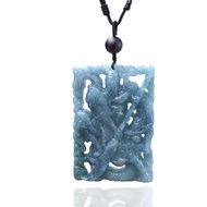 藍水翡翠關聖帝君關公項鍊 | 天然翡翠A貨 | 送禮