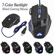 TouchPad Gaming Mouse with 7 Keys LED Cable 2400 DPI - Black