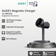 AUKEY Magnetic Wireless Charger 15W 3 In 1 MFI With Port Type C LC-MC311