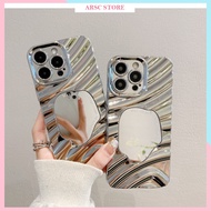 Iphone Case Silver Wavy Mirror Cover for Iphone XS Max 11 12 13 14 15 16 17 Pro Max Plus Air Iphone 