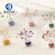 BO Vase Crystal Tree, Mini Tree Natural Crystal Wishing Tree, Multicolor Crystal Handicrafts Crystal Tree Model Home Decor