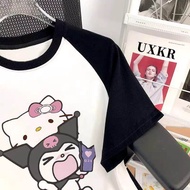 Áo Thun Cotton American Retro Cartoon Kuroko Pure Cotton Shoulder Sleeve T-Shirt 2024 Summer Loose W