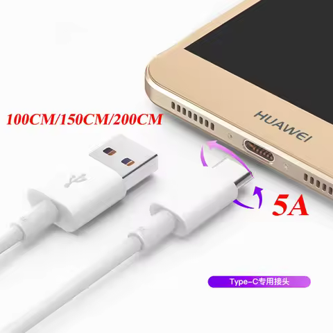 Original For Huawei 5A USB C Cable Super Fast Charging Type C Data Line For P30 P20 P10 Mate 10 20 N