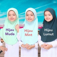 Tudung Sekolah Awning Lembut/Scuba (hijau muda & hijau lumut)