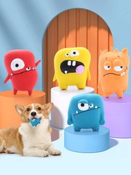 1入組隨機色可愛怪物形狀乳膠寵物磨牙玩具適用於小狗