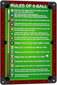 macago Billiard Rules 8 Ball Metal Signs Eight Ball Pool Table Accessories Funny Pool Room Decor Pla