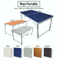 Meja Lipat Koper HPL Alumunium /Meja Lipat Portable