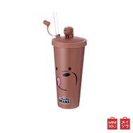 (สินค้าสำหรับ Brand membership) MINISO แก้วน้ำทรงสูงพร้อมหลอดลายหมี We Bare Bears