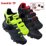 Santic ผู้ชายรองเท้าขี่จักรยาน ภูเขารองเท้ารองเท้า SPD เข้ากันได้ล็อครองเท้าระบายอากาศกีฬากลางแจ้งจักรยานล็อครองเท้า KMS20024