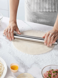 1 件不鏽鋼擀麵棍、烘焙工具、不沾麵團滾筒,用於烘焙軟糖、披薩、派、糕點、麵條、麵團、餅乾
