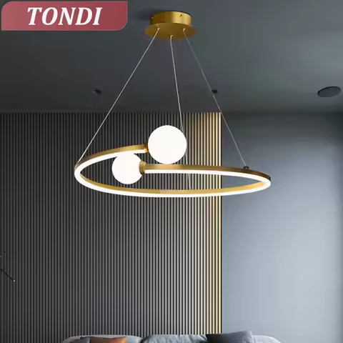 Nordic Modern LED Chandelier Creative Ring Chandelier Living Room Bedroom Dining Room Room Decor Hom