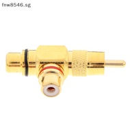 Fnw 1Pcs Gold Plated 1 Male to 2 Female RCA Copper Splitter Adapter AV Video Audio SG