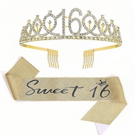 Birthday Tiara Crown Sash Women Girls 13th 16th 18th 21St 30Th 40Th 50Th 60Th 70Th 80Th Birthday Par