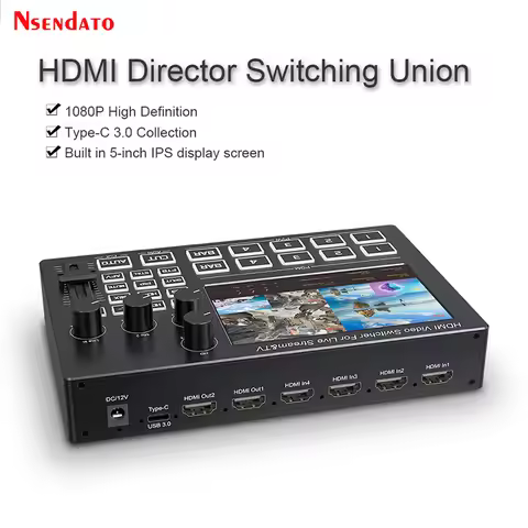 4 Channel HDMI Video Mixer Switcher For Live Streaming With 5 Inch Screen 1080P 60Hz 4 Way HDMI Vide