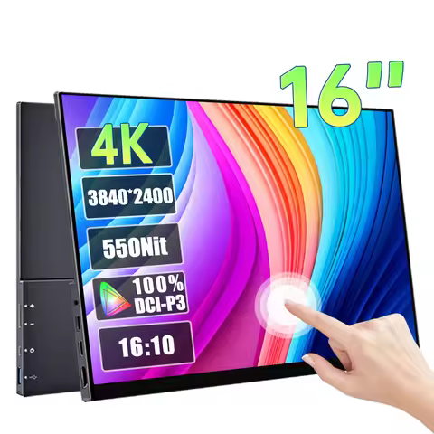 16 Inch 4K UHD Touchscreen 3840*2400P 16:10 Portable Monitor 550Nit 100%DCI-P3 10Bit Screen Office D