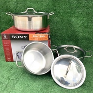 Bộ nồi inox 1 đáy cao cấp dùng được bếp từ 16-18-24CM - Bộ 3 nồi inox Sony combo 3 xoong inox 16-18-