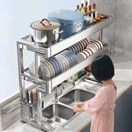 Shuaishi（shuaishi）Sink Rack304Stainless Steel Draining Dish Rack Draining Basket Sink Dish Storage Rack Kitchen Utensils