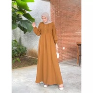 midi dress muslim terbaru aquila dres baju gamis remaja korean style - mustard all size