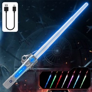 Light Up Saber for Kids Adults, Dual Light Sword RGB 7 Colors Changeable with 3 Modes FX Sound, Expa