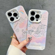 Cartoon Cute Unicorn case iPhone xs max xr 11 12 pro 13 14plus 15 pro max iPhone 7 8 se 13 pro max 12 13 mini casing