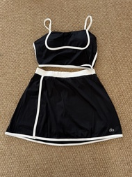 Alo Alo High-Elasticity Yoga Tennis Dress Set Color-Blocked Quick-Drying Fixed Cup Sports Vest Fitne