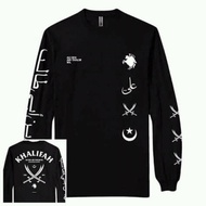 Ali bin Abi Thalib black long-sleeved Islamic preaching t-shirt