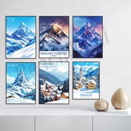 K2, Karakoram Mountains, French Traditional Skiing Posters/Prints For Living Rooms, Bedrooms, Bars, 