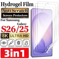 3in1 For Samsung Galaxy S26 S25 S26+ S25+ Ultra Plus HD Soft Hydrogel Film + Carbon Fiber Back Film 