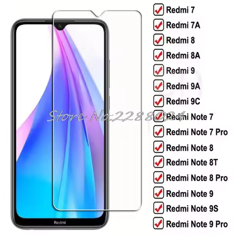 9D Protection Tempered Glass For Xiaomi Redmi 9 9A 9T 9AT 9C 8 8A 7 7A Screen Protector Note7 Note8 