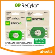 GP RECYKO+ 650 SERIES 2/4'S 650MAH AAA (GP65AAAHC-C4) /1000 SERIES 2'S 1000MAH AAA (GP100AAAHC-C2) R
